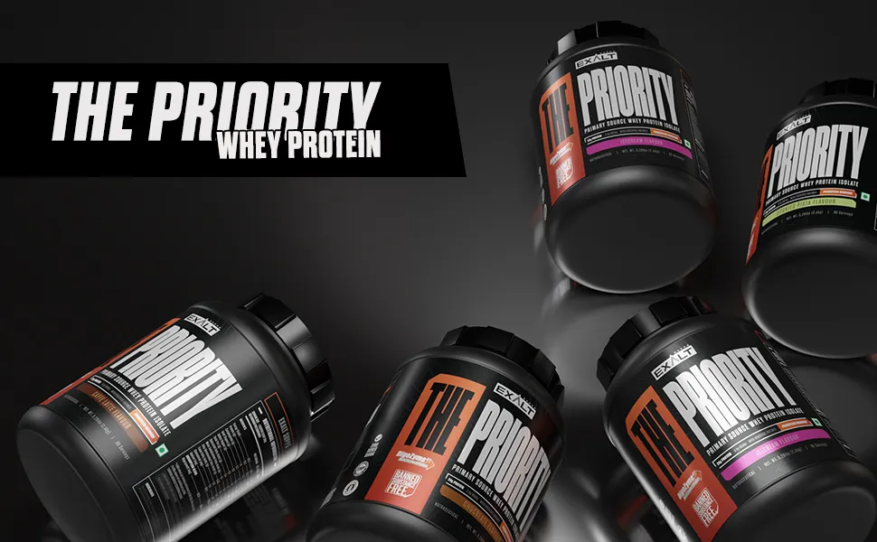 The Priority whey protein jars