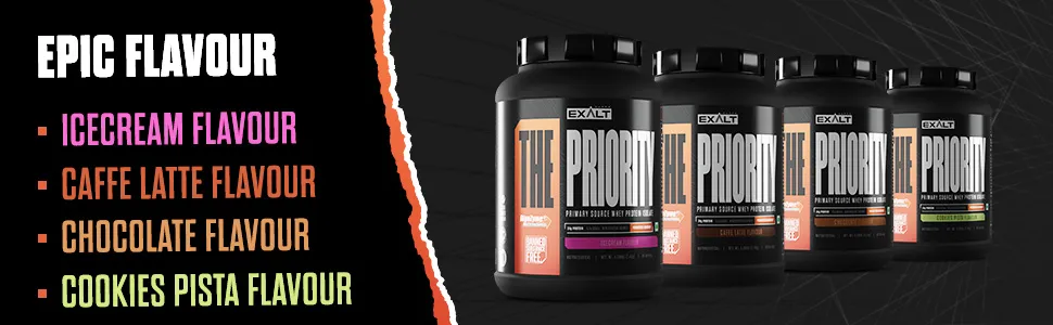 four epic flavor of The Priority whey protein