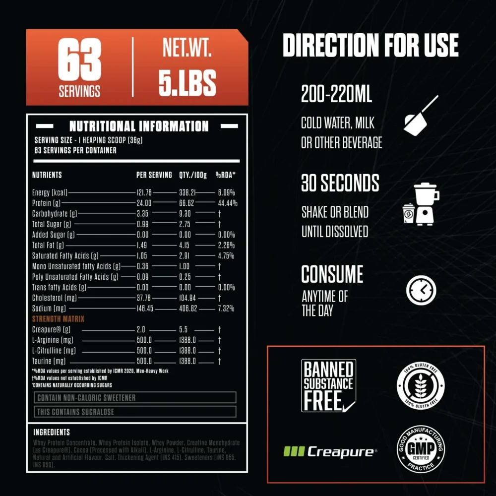 nutritional information and the right direction for use of the pr-power creapure