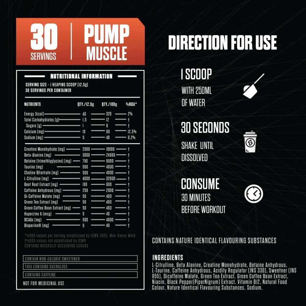 nutritional information and the right direction for use of the xplode pre-workout by exaltsupps